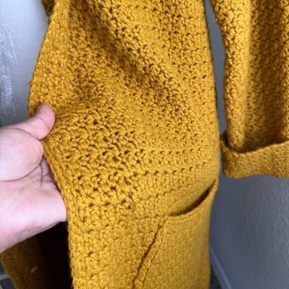 Mustard yellow long line knitted coat - Picture 6 of 8